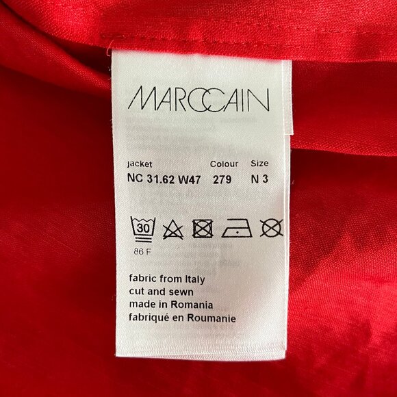 Marc Cain Poppy Orange Linen blend jacket with black buttons - size M / N3 - Picture 8 of 16